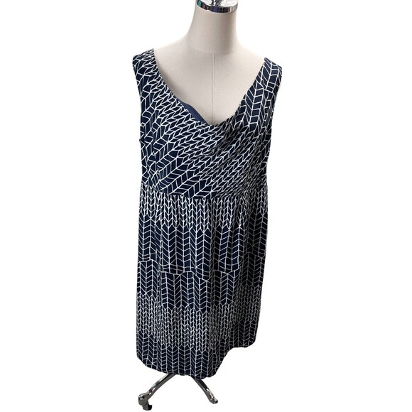 Gap Maternity Dress Women's Size Large Navy White Geometric Midi Sleeveless - Picture 1 of 5